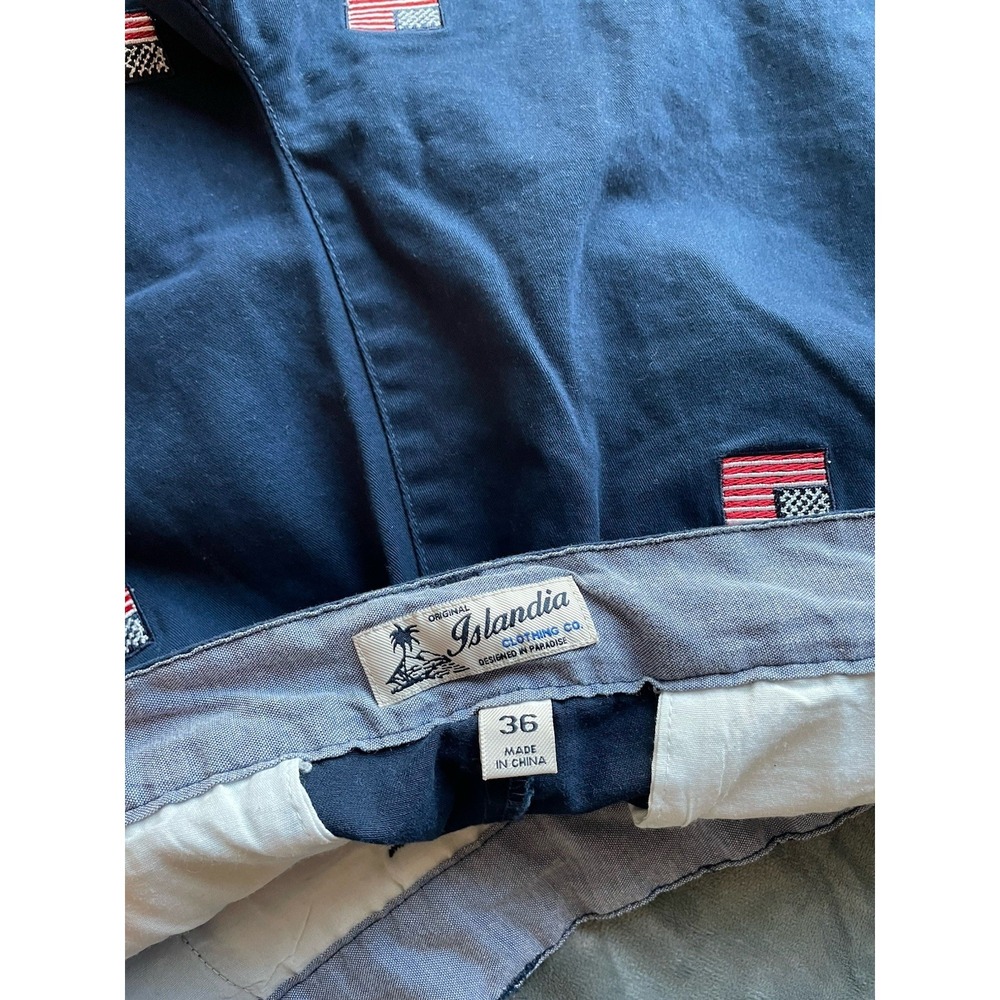 Embroidered American Flag 🇺🇸 Shorts Men's 36 Belted Coastal/Hamptons 4th of July - Picture 10 of 11